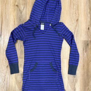 Striped Purple and Black Hooded Dress